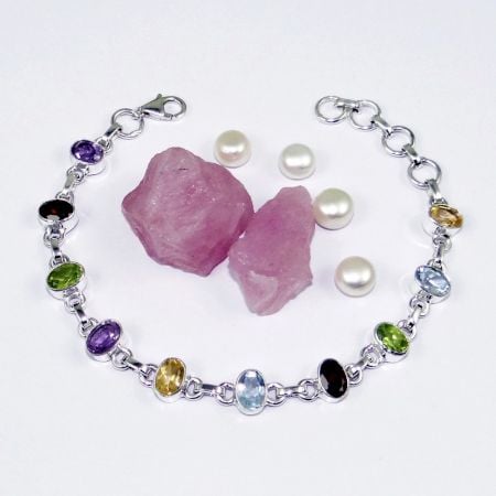 Multicolor Cuff 925 Sterling Silver Bracelet